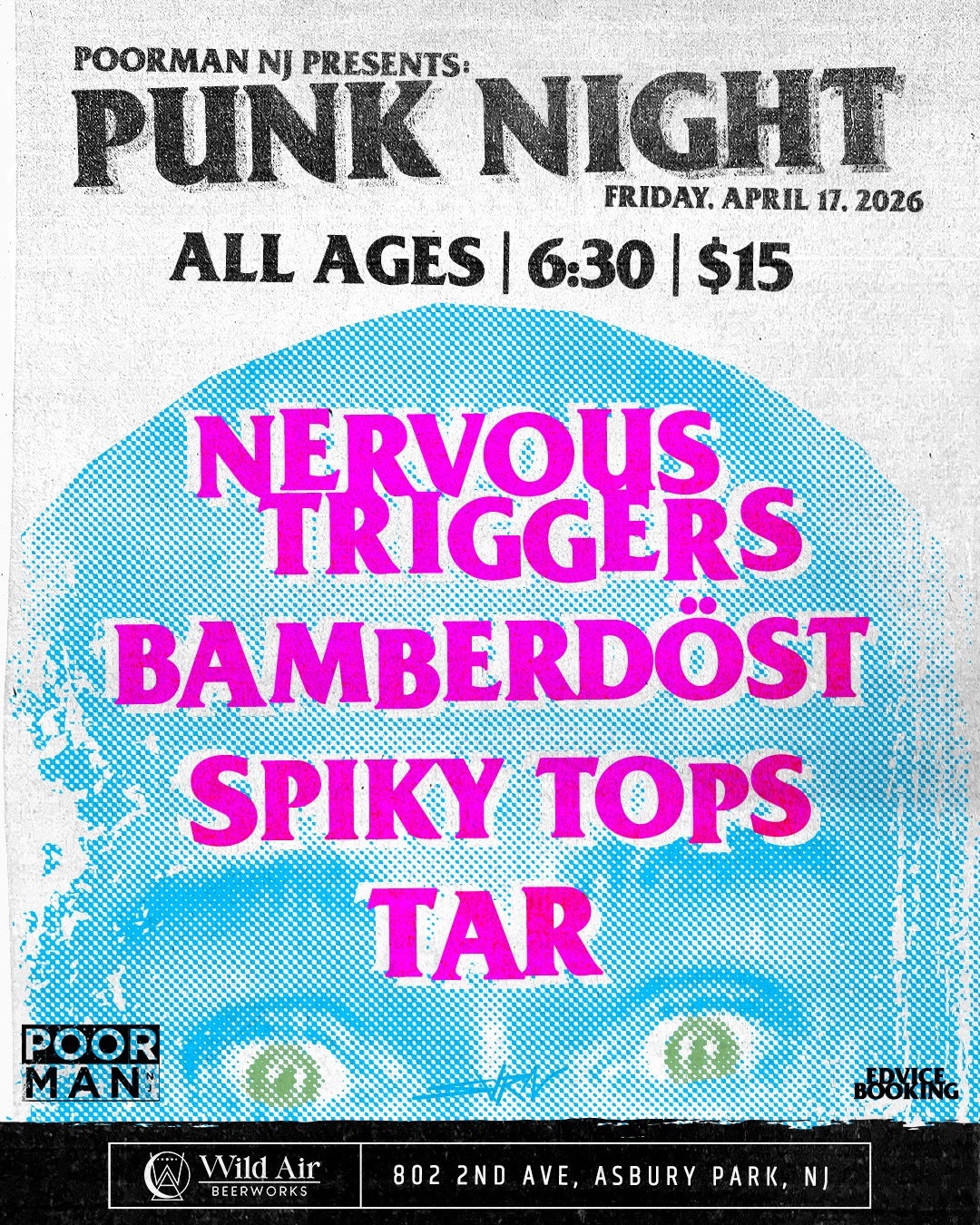 Poorman NJ Presents: Punk Night feat. Nervous Triggers, Bamberdöst, Spiky Tops, & Tar